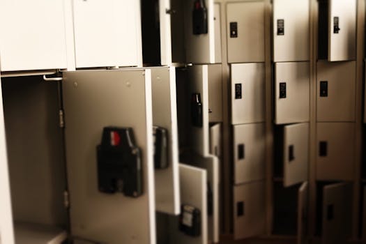 pexels-photo-170453-170453 A row of open lockers in a secure indoor storage area, ideal for storing valuables.